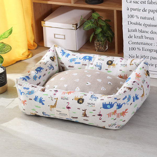 Creative printed square dog house pet house universal for all seasons, removable and washable summer pet cat house