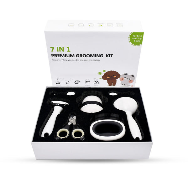 Pet grooming set designed in the shape of a panda